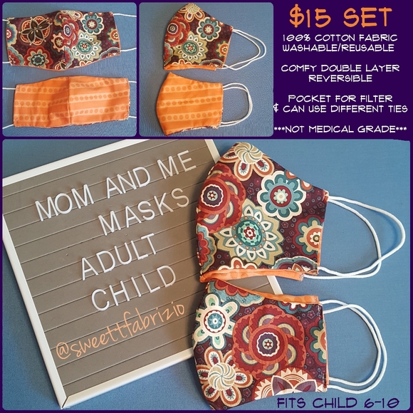 Sweet Ts Boutique Other - 100% Cotton Face Mask Bundle Mommy & Me